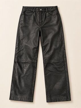 Wide-Leg Black lambskin Leather Pants